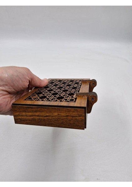 Ahşap Dekoratif Kutu Ceviz Desenli 15 cm x 10 cm x 3 cm