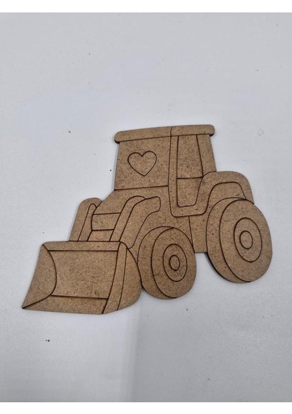 1 Adet Sevimli Iş Makinası Ahşap Boyama Okul Diy Etkinlik Aktivite Sanat 15 cm x 11 cm
