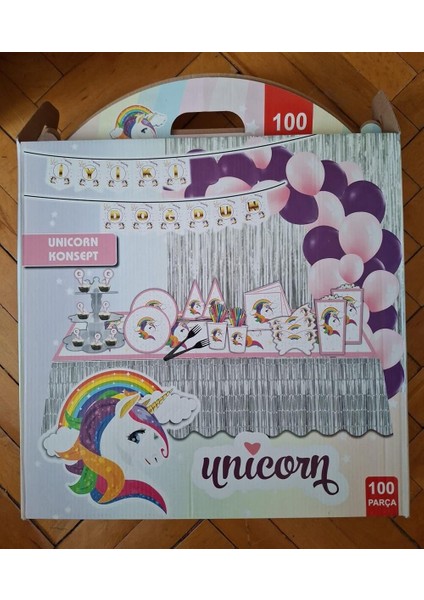 100 Parça Unicorn Konsept Doğum Günü Süsü