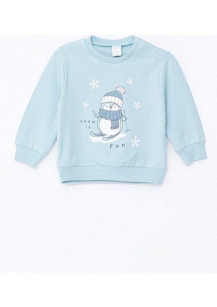 Yeni Sezon Bisiklet Yaka Uzun Kollu Baskılı Erkek Bebek Sweatshirt 2'li fiyatları