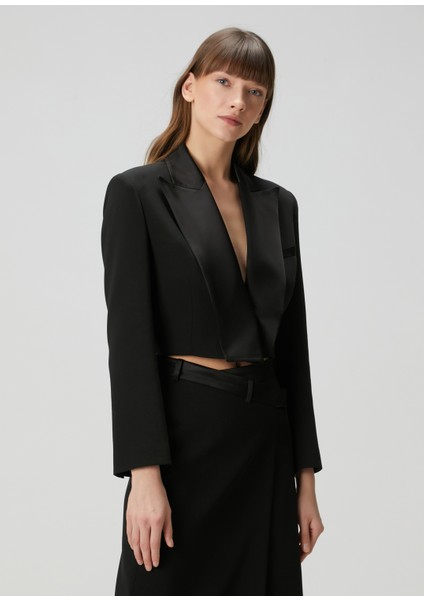 Siyah Cropped Smokin Ceket fırsatları