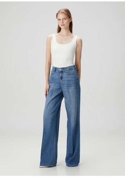 Lotta Wide Leg Mavi Jean Pantolon