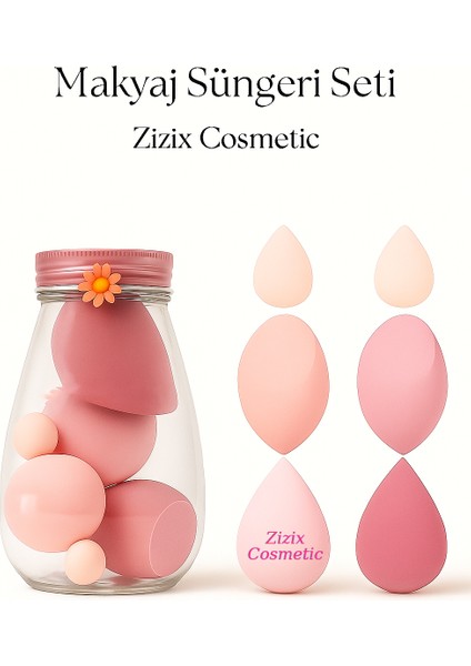 Yumuşak Makyaj Süngeri Seti – Plastik Kavanozlu, Fondöten ve Kapatıcı Uygulama Süngeri