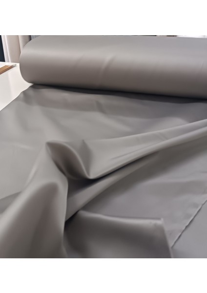 Düz Parlak Saten Fon Perde - Açık Gri - Pilesiz Düz Dikim - STN100
