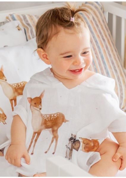 Forest Amigos 100% Organik Pamuk Bebek Çocuk Müslin Panço