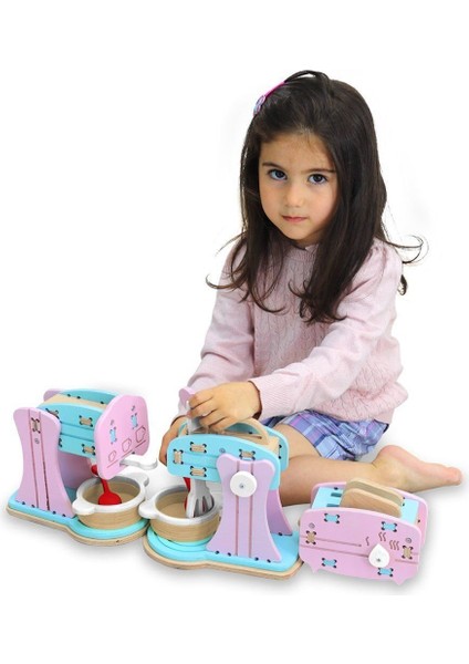 1007 Ahşap Mutfak Gereçleri Seti - Lulubere Oyuncak fırsatları