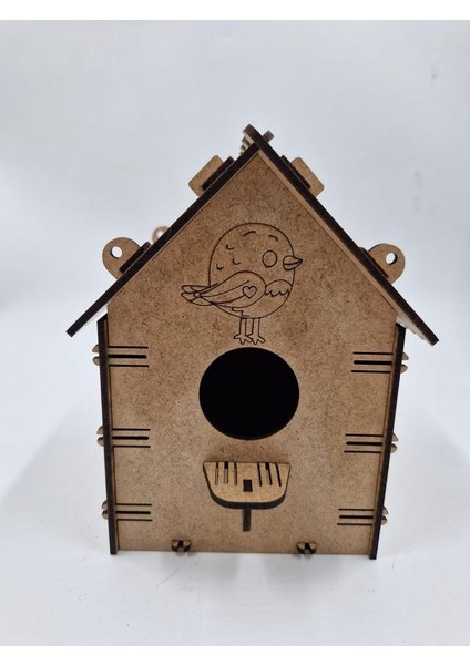 5 Adet Desenli Ahşap Kuş Yuvası Evi Boyanabilir (Etkkinlik Için) 16 cm x 13 cm x 12 cm modelleri