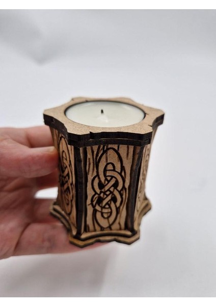 Ahşap Dekoratif Mumluk Tealight Mum Uyumlu 6 cm x 6 cm modelleri