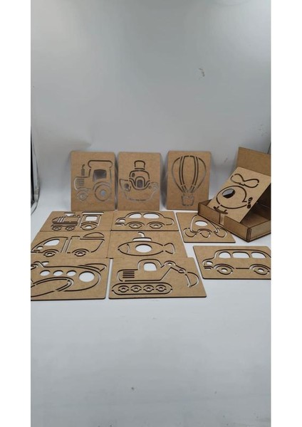 Ahşap Montessori Çizim Seti Araçlar Kutulu 15 Adet