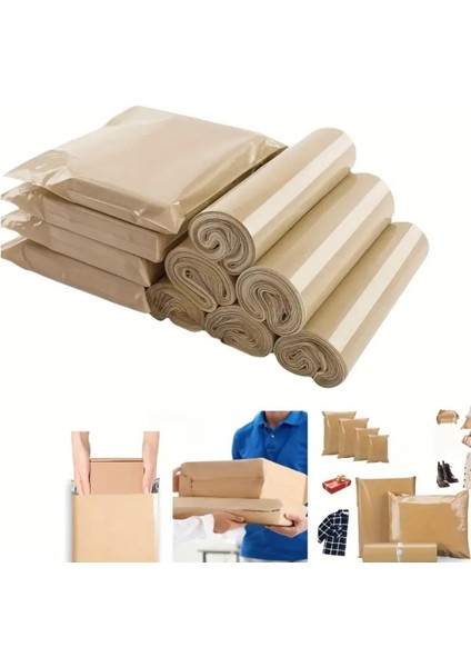 Kargo Poşeti, E Ticaret Poşeti, Paketleme Poşeti, Cepsiz Kargo Poşeti, Bej 38X52 (100 Adet)