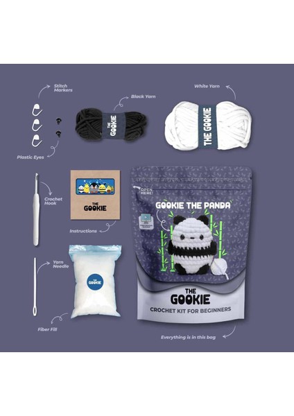 Amigurumi Panda Tıg Kiti,amigurumi Örgü Seti