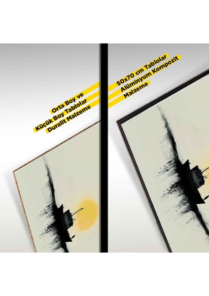 “vazgeçmenin Hafifliği - Minimalist Tekne ve Deniz Manzaralı Sanat Tablosu” 048 modelleri