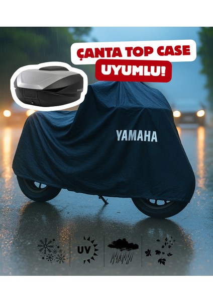 Yamaha Crypton Motor Branda Siyah Su Geçirmez Topcase Çanta Uyumlu Logolu Motosiklet Brandası