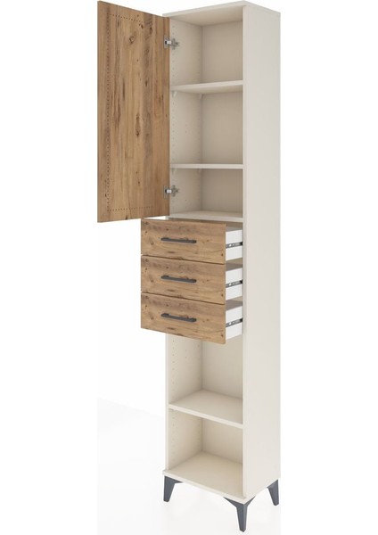 Arges Dolap 4 Raflı 3 Çekmeceli Tek Kapaklı 44X30X221 Aytaşı-Çam fırsatları