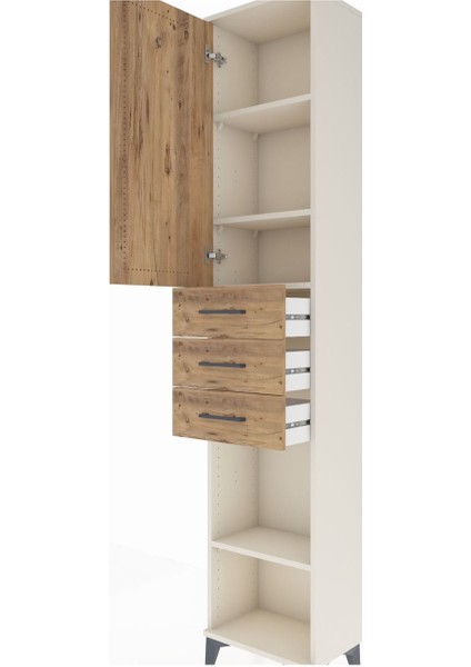 Arges Dolap 4 Raflı 3 Çekmeceli Tek Kapaklı 44X30X221 Aytaşı-Çam indirimleri