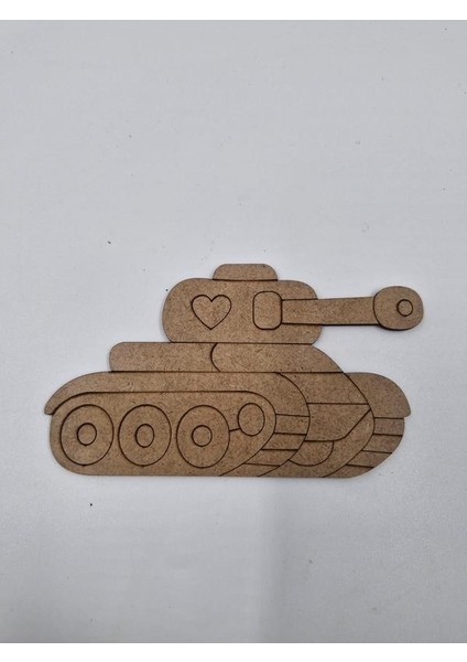 1 Adet Sevimli Tank Ahşap Boyama Okul Diy Etkinlik Aktivite Sanat 15 cm x 9 cm