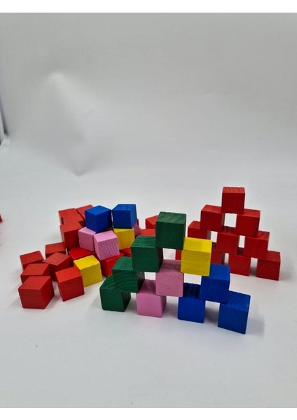 Renkli Ahşap Küpler Çocuk Için Oyun Montessori (100 Lü Paket)