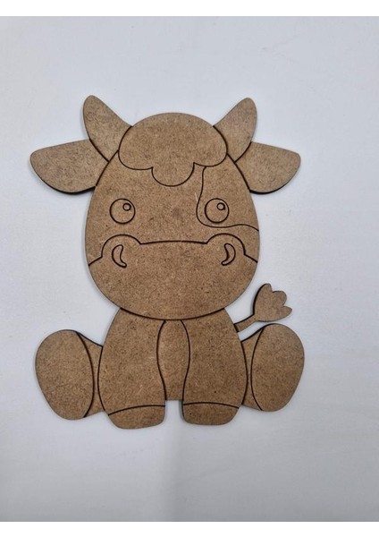 20 Adet Sevimli Inek Ahşap Boyama Okul Diy Etkinlik Aktivite Sanat 15 cm x 12 cm