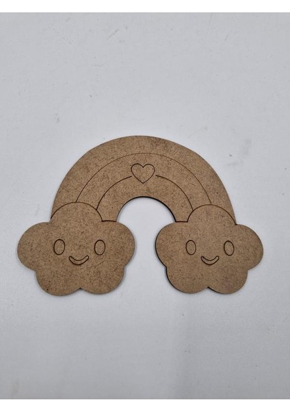 10 Adet Sevimli Gökkuşağı Ahşap Boyama Okul Diy Etkinlik Aktivite Sanat 15 cm x 10 cm
