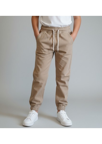 Likralı Keten Jogger Erkek Çocuk Pantolonu