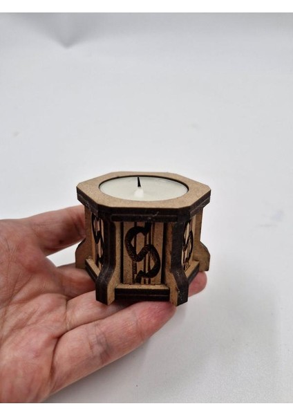Ahşap Dekoratif Mumluk Tealight Mum Uyumlu 6 cm x 5 cm