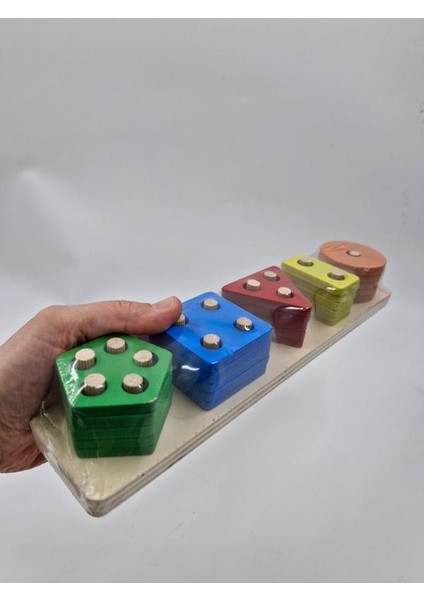 Ahşap Eğitici 5&apos;li Geometrik Şekil Yerleştirme Bultak Oyunu fiyatları