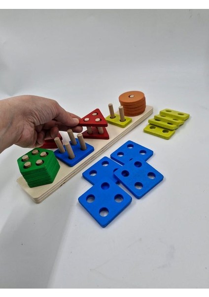 Ahşap Eğitici 5&apos;li Geometrik Şekil Yerleştirme Bultak Oyunu modelleri