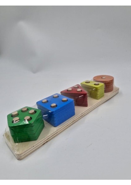 Ahşap Eğitici 5&apos;li Geometrik Şekil Yerleştirme Bultak Oyunu fırsatları