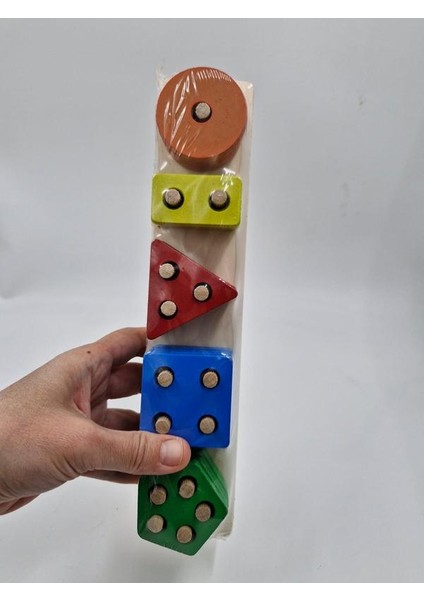 Ahşap Eğitici 5&apos;li Geometrik Şekil Yerleştirme Bultak Oyunu indirimleri