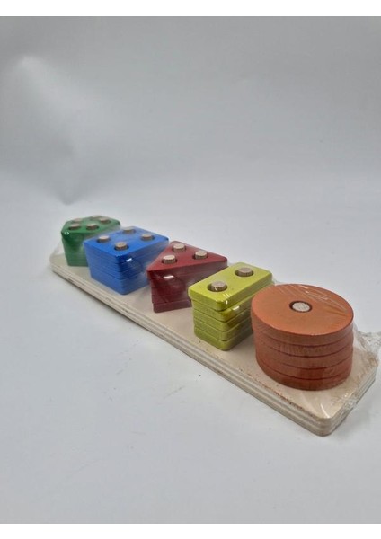 Ahşap Eğitici 5&apos;li Geometrik Şekil Yerleştirme Bultak Oyunu