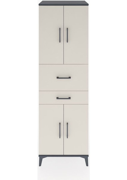 Hyperion Dolap 4 Raflı 2 Çekmeceli 4 Kapaklı 60X44X195 Antrasit-Aytaşı