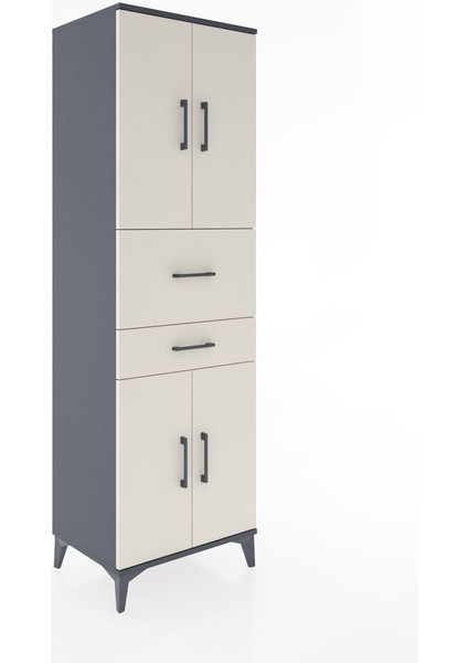 Hyperion Dolap 4 Raflı 2 Çekmeceli 4 Kapaklı 60X44X195 Antrasit-Aytaşı fiyatları