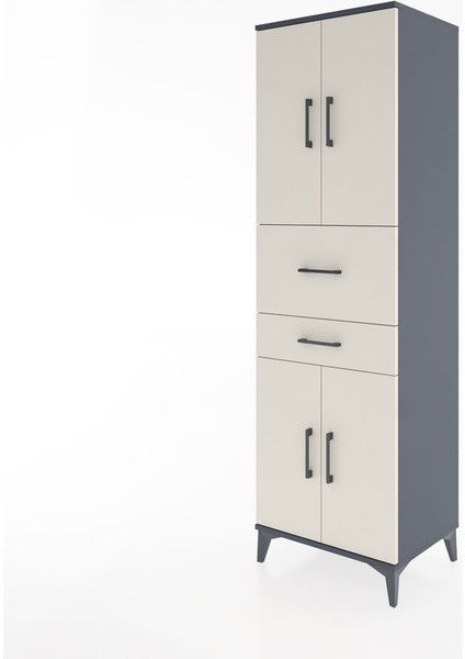 Hyperion Dolap 4 Raflı 2 Çekmeceli 4 Kapaklı 60X44X195 Antrasit-Aytaşı modelleri