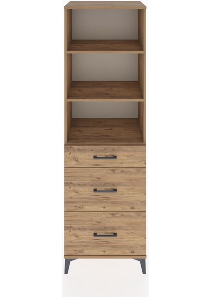 Hyperion Dolap 3 Raflı 3 Çekmeceli 60X44X195 Çam-Çam