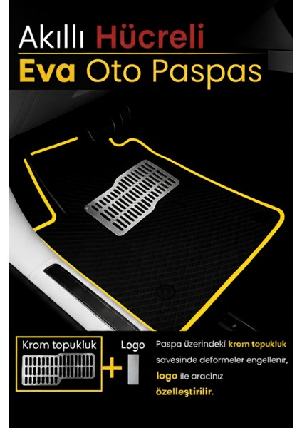 Ford C Max 2003-2010 Aracınıza Özel Eva Paspas Siyah Sarı | Kaymaz ve Yıkanabilir Oto Paspas modelleri