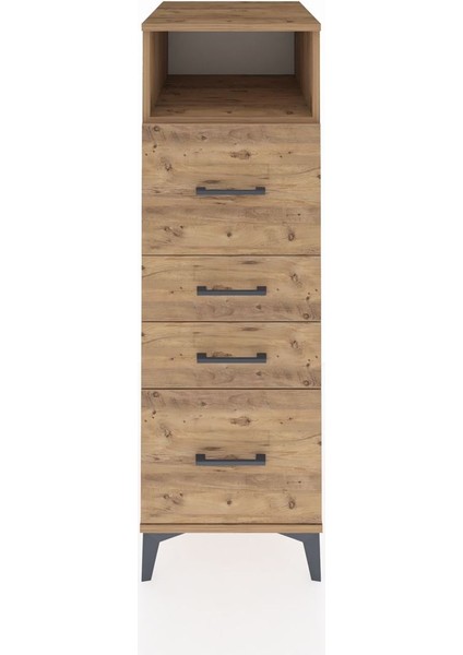 Kronos Dolap Tek Raflı 4 Çekmeceli 44X59X134 Çam-Çam