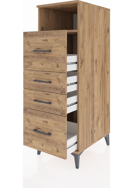 Kronos Dolap Tek Raflı 4 Çekmeceli 44X59X134 Çam-Çam fırsatları