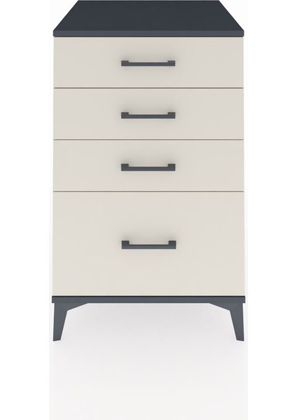 Kronos Komodin 4 Çekmeceli 60X59X96 Antrasit-Aytaşı