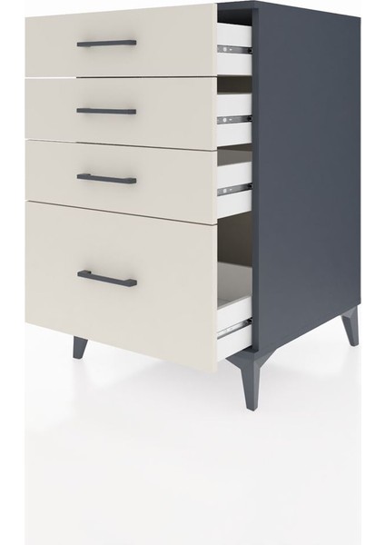 Kronos Komodin 4 Çekmeceli 60X59X96 Antrasit-Aytaşı fırsatları