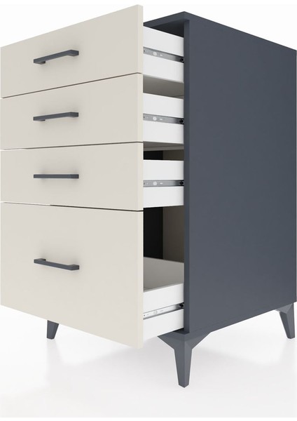 Kronos Komodin 4 Çekmeceli 60X59X96 Antrasit-Aytaşı indirimleri