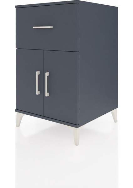 Kronos Komodin Tek Raflı Tek Çekmeceli 2 Kapaklı 60X59X96 Antrasit-Antrasit modelleri