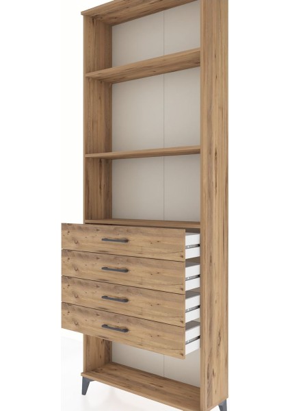 Arges Dolap 3 Raflı 4 Çekmeceli 88X30X243 Çam-Çam indirimleri