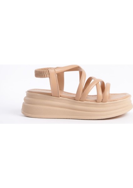 Bella Lastikli Şerit Detaylı Ortopedik Taban Kadın Sandalet Ctt - Ten