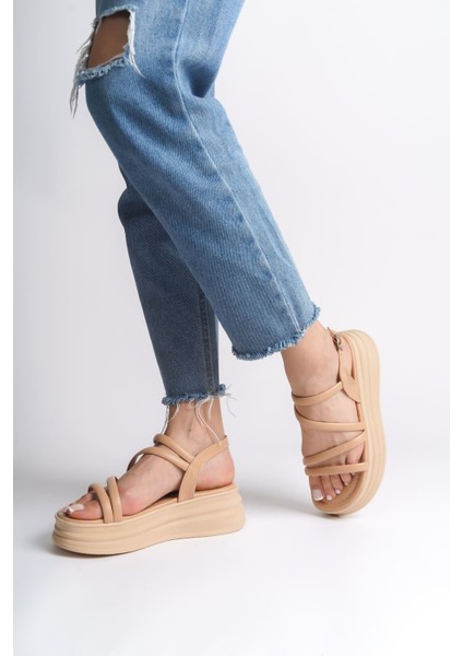 Natalıe Ince Tokalı Şerit Detaylı Ortopedik Taban Kadın Sandalet Ctt - Ten fiyatları