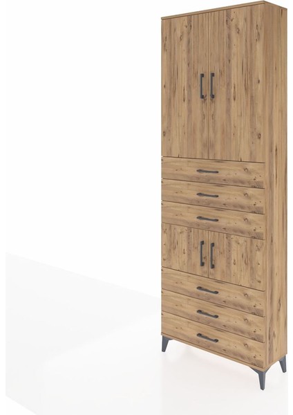 Arges Dolap 4 Raflı 6 Çekmeceli 4 Kapaklı 88X30X243 Çam-Çam modelleri