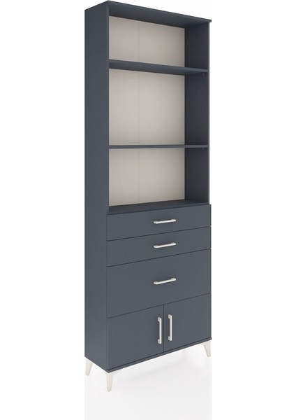Arges Dolap 3 Raflı 3 Çekmeceli 2 Kapaklı 88X30X243 Antrasit-Antrasit fiyatları