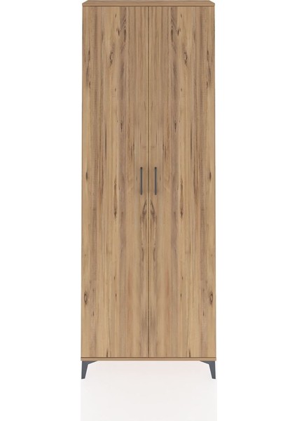 Arges Dolap 2 Raflı 2 Kapaklı Tek Askılı 88X30X243 Çam-Çam
