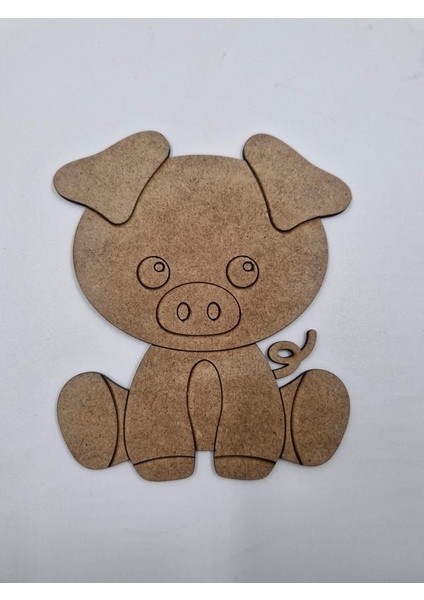 1 Adet Sevimli Domuz Ahşap Boyama Okul Diy Etkinlik Aktivite Sanat 15 cm x 13 cm