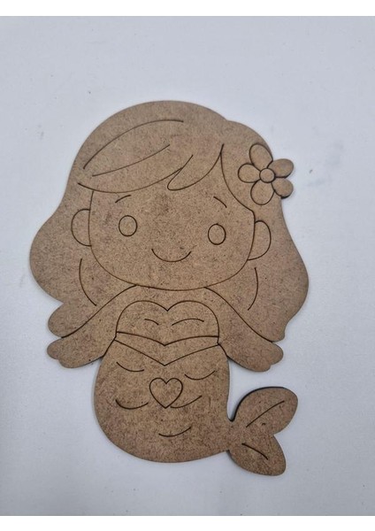 10 Adet Sevimli Denizkızı Ahşap Boyama Okul Diy Etkinlik Aktivite Sanat 15 cm x 11 cm