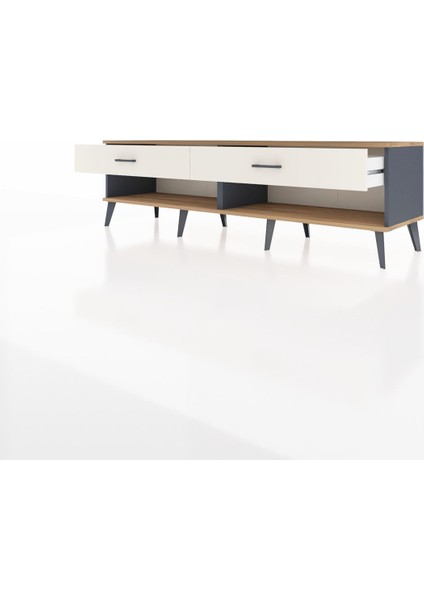 Hyperion Tv Ünitesi 2 Çekmeceli 176X44X51 Antrasit-Çam/aytaşı modelleri